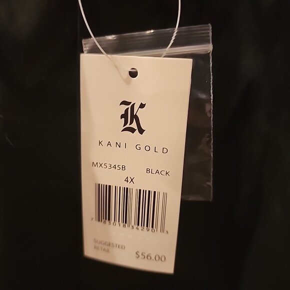 NWT Kani Gold Men's Black Graphic Cross Button Front Shirt 4X Short Sleeve - Picture 5 of 10